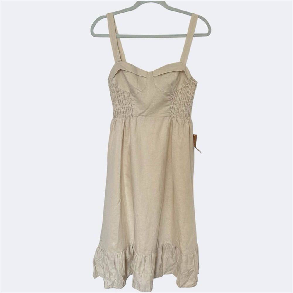 o.p.t Beige Ruffle Hem Midi Dress – NWT, Size M